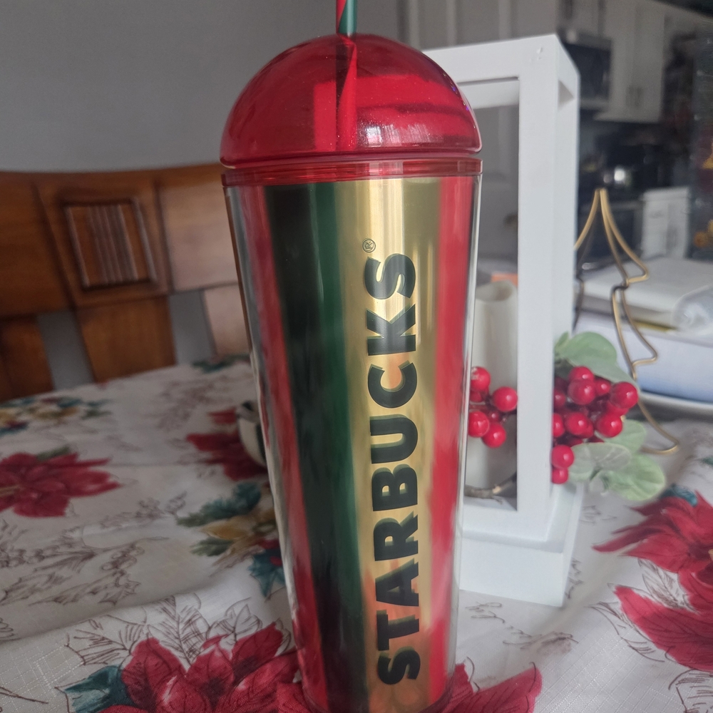 Starbucks Festive Red and Gold Tumbler